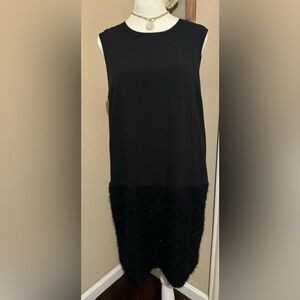 Joe Fresh Sheath Perfect Party Black Dress Faux Fur Detail on Bottom! SZ 4 Hot!